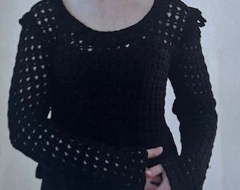 Crochet Gothic Sweater Pattern Ruffle Top Halloween Style Crocheting Tutorial A Stylish Autumn Jumper Pattern Instant Digital Download
