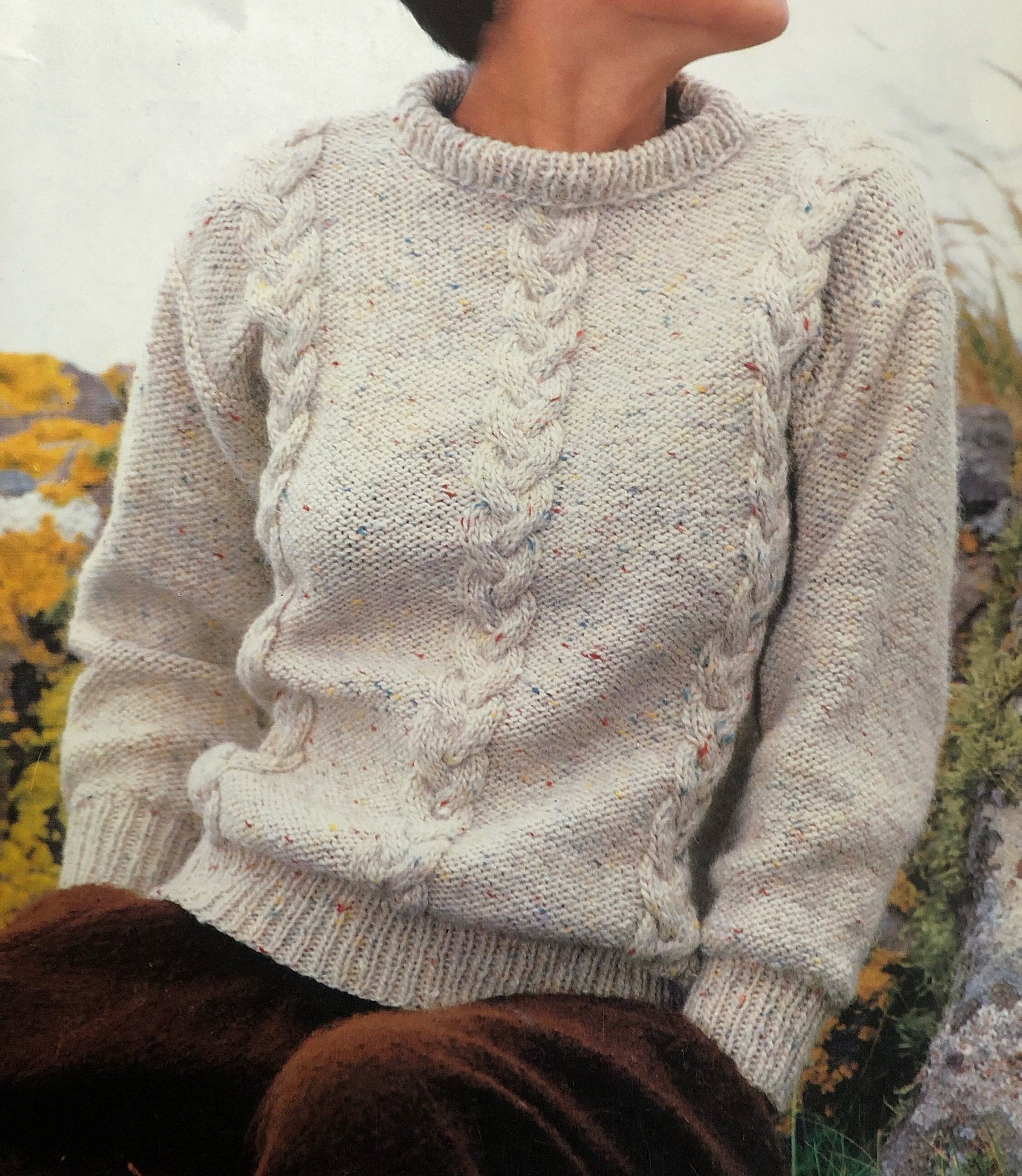 Vintage Cable Sweater Knitting Pattern in 7 Sizes Classic