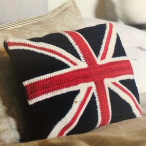 Flag Themed United Kingdom Union Jack Crochet Cushion Pattern Instant Download