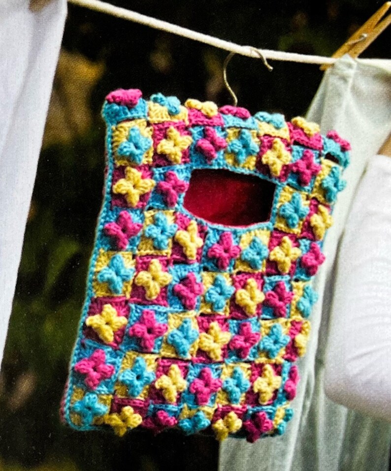 Crochet Granny Square Motif Peg Bag PDF Pattern Etsy Australia