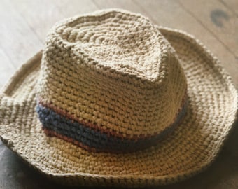Summer Crochet Stetson Style Cowboy Hat Pattern Straw Hats Crocheting Tutorial Instant Digital Download