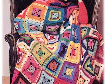 Flamboyant Vintage Crochet Granny Square Blanket Pattern Crocheting Tutorial For Cosy Warm Throws Around The House Instant Download