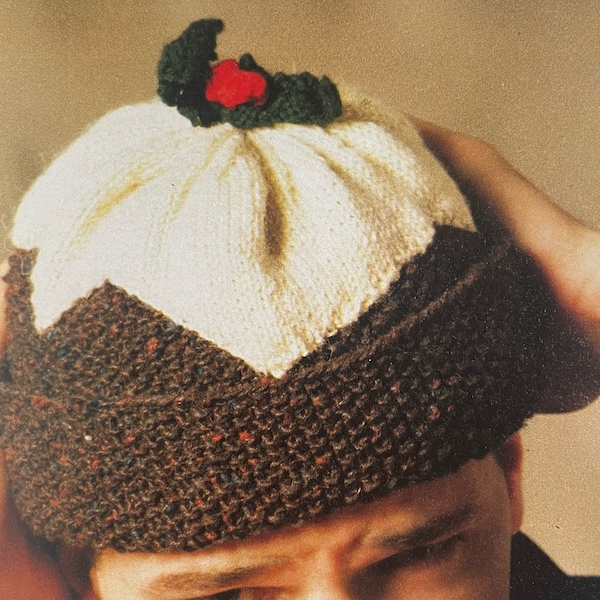 Vintage Christmas Pudding Hat PDF Knitting Pattern