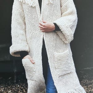 Cosy Oversized Knitted Long Fringed Cardigan Full Length Cosy Coat Knitting Tutorial Instant Digital Download