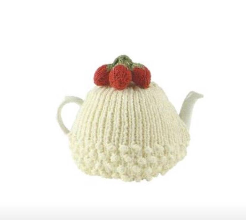Strawberries and Cream Tea Cosy Tea Pot Cover PDF Knitting Etsy