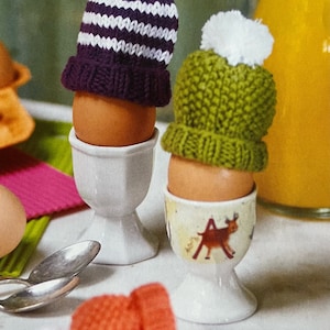 Knitted Bobble Hat Egg Cosies Create Fun Little Gifts Knitting Tutorial Instant Digital Download Breakfast Egg Warmers