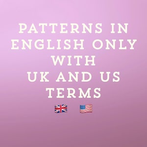 May include: A pink background with white text that reads "Patterns in English only with UK and US terms". The text is centered on the image. There are two flags at the bottom of the image, a UK flag and a US flag.