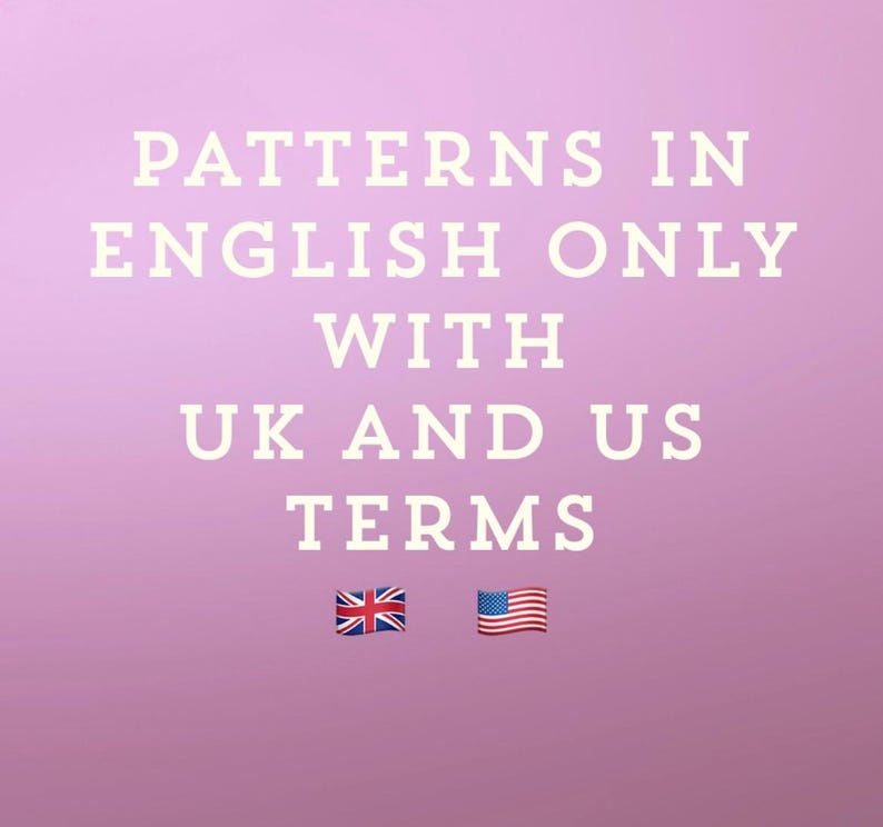May include: A pink background with white text that reads "Patterns in English only with UK and US terms". The text is centered on the image. There are two flags at the bottom of the image, a UK flag and a US flag.