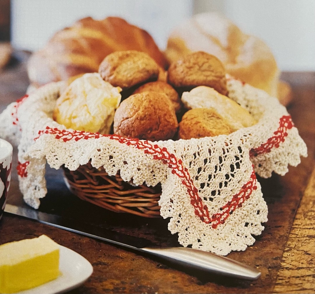 Knitted Lacy Bread Basket Liner PDF Knitting Pattern Instant Etsy