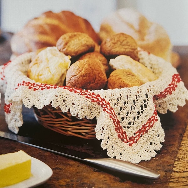 Easy Knitted Lacy Bread Basket Liner PDF Knitting Pattern Instant Download