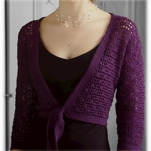 Crochet Bolero Pattern Cosy Simple Cardigan Design Bobble Stitches and Tie At The Front Easy Crocheting Tutorial Instant Digital Download