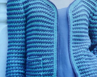 Crochet Tweedy Striped Jacket PDF Crochet Pattern Instant Download