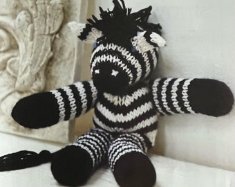 Knitted Zebra Toy Teddy Bear Knitting PDF Pattern Instant Download