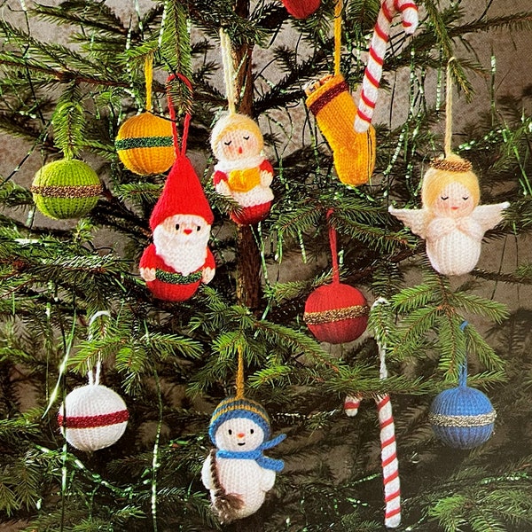 Knitted Christmas Tree Trims Knitting Charm PDF Pattern Instant Download