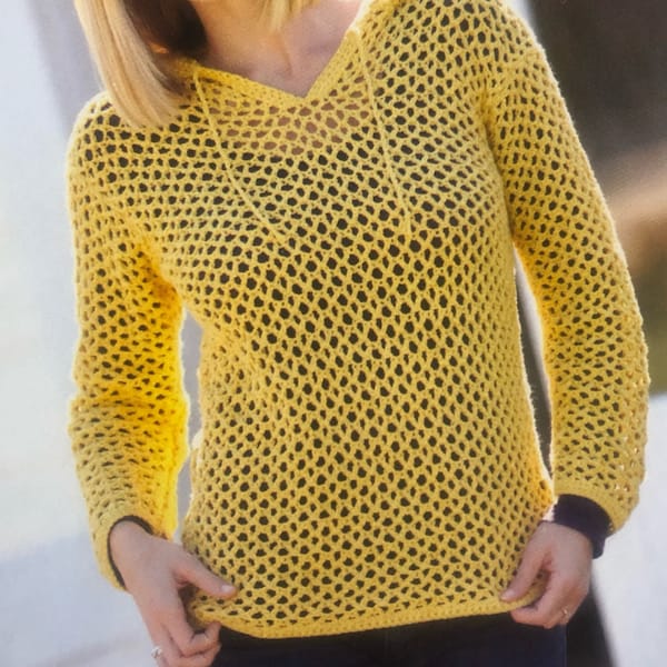 Summer Crochet Light and Airy Hoodie Sweater Pattern Instant Download