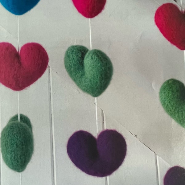 Felt Love Heart Bunting Project Knitting Pattern Instant Download