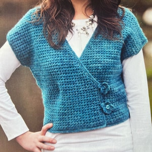 Lovely Crochet Wrap Over Pattern Capped Sleeve Cardigan Crocheting Tutorial Instant Digital Download