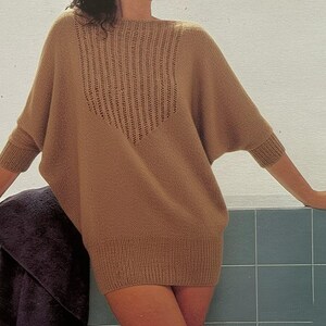 Knitted Batwing Sweater Pattern Create a Cosy Long Summer Top Retro Knitting Tutorial for Making Classic Designs Instant Digital Download
