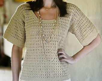 Easy Crochet Summer Scoop Neck Top Kaftan Pattern Instant Download