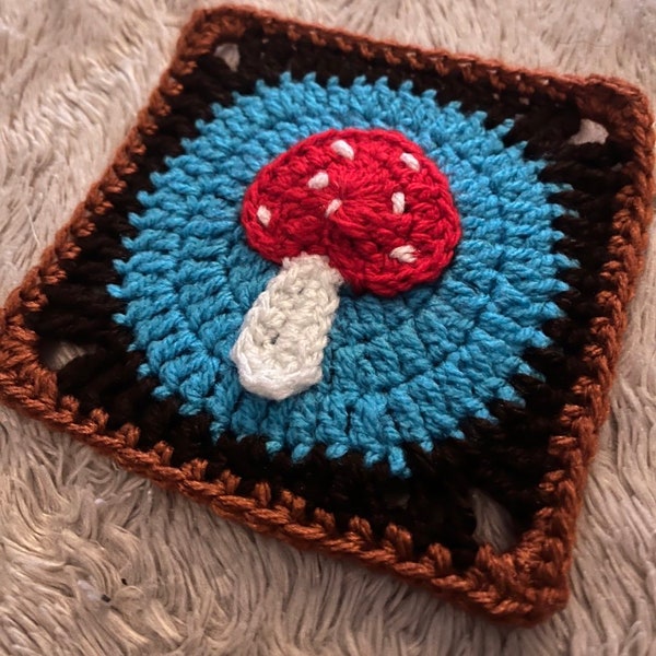 Crochet Magical Toadstool Granny Square Pattern Instant Download