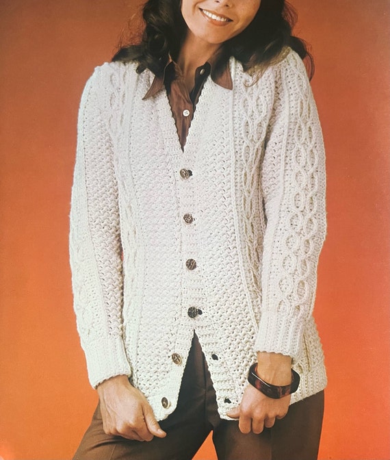 Vintage Aran Crochet Cardigan Pattern Create a Classic Warm Stylish Cardi for Winter Crocheting Tutorial Instant Digital Download Etsy