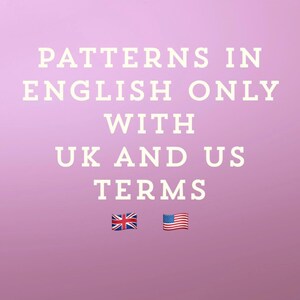May include: A pink background with white text that reads "Patterns in English only with UK and US terms". The text is centred on the image. The UK and US flags are displayed below the text.