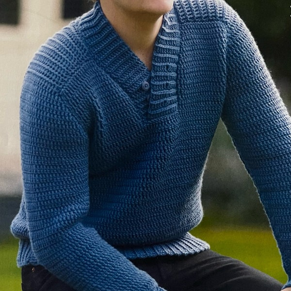 Crochet Man Funnel Sweater Crochet A Sweater For Men Autumn and Winter Style Crocheting Tutorial Instant Digital Download