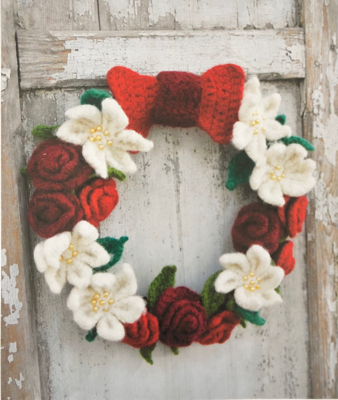 Crochet Christmas Flower Wreath Pattern Winter Wonderland Instant