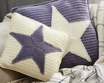 Erstaunliche Crochet Star Kissen in zwei Größen machen diese koordinierenden Farben zu Ihrem Dekor Instant Download verbessern