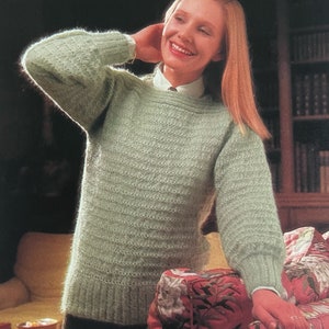 Classic Retro 1980s Style Vintage Horizontal Banded Sweater Knitting Pattern Instant Download