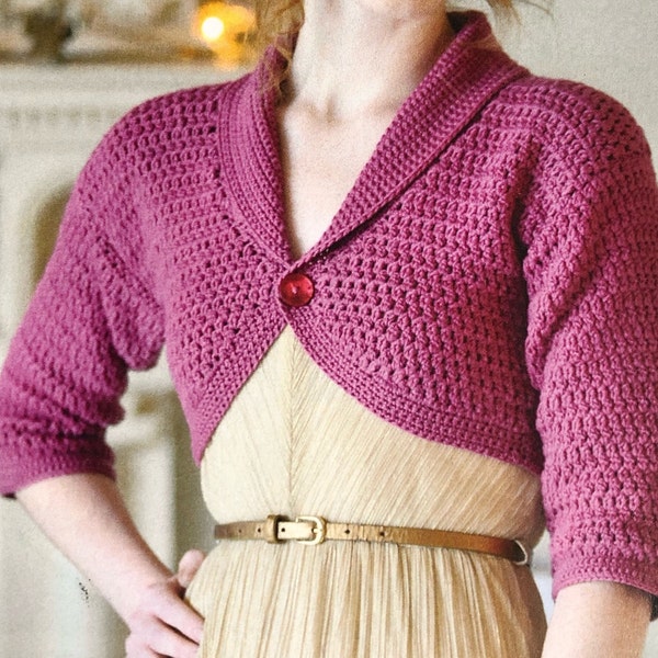 Pretty Crochet Bolero with Shawl Collar Crochet Pattern Instant Download