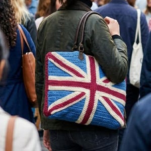 Crochet Union Jack Bag Pattern Create a Shopping Tote Flag Themed Design Crocheting Tutorial Colourful Unique Bags Instant Digital Download image 2