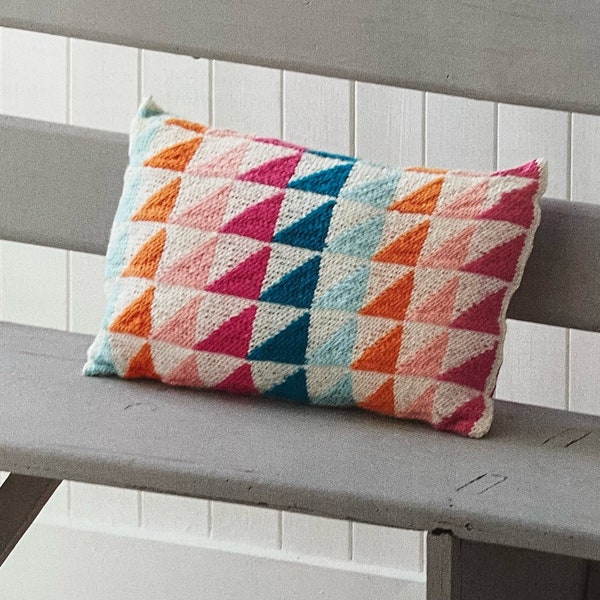 Knitted Triangle Motif Cushion Cover PDF Knitting Pattern