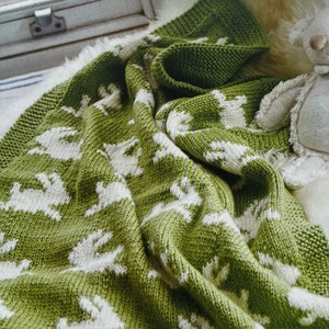 Adorable Knitted Baby Bunny Blanket Knitting Intarsia Pattern Rabbit Themed Animal Lovers Knitting Throw Tutorial Instant Download