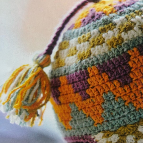 Chapeau d'automne au crochet de style inca, modèle PDF au crochet, téléchargement immédiat