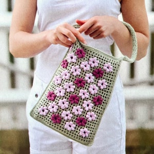 Crochet Flower Sprinkled Mesh Bag Crochet PDF Pattern Instant Download