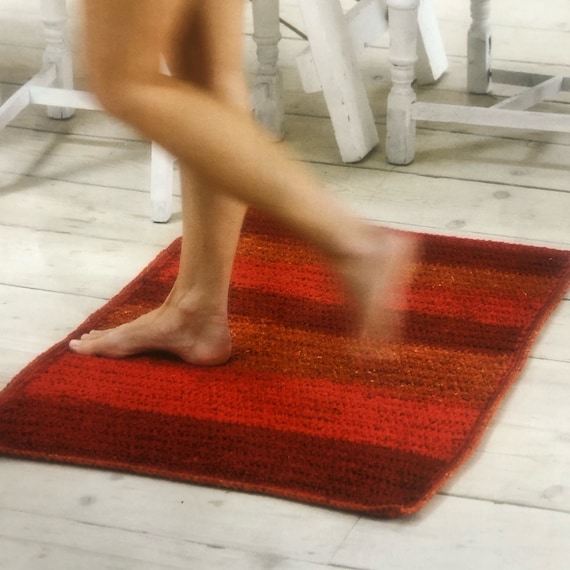 Crochet A Colourful Rug Pattern Easy Mat Design Crocheted Tweedy Retro Style Rug, Beginner Friendly Crocheting Tutorial Instant Download