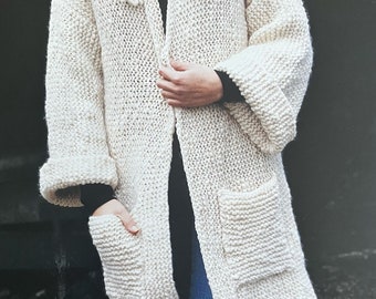 Cosy Oversized Knitted Long Fringed Cardigan PDF Knitting Pattern Instant Download