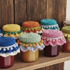 Motif de couvercle de couvercle de bocal au crochet Charme rustique enchanteur pour la maison Tutoriel de crochet facile pour une décoration chaleureuse printanière au printemps Téléchargement numérique instantané