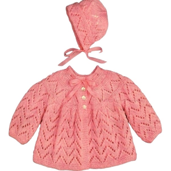 Beautiful Vintage Baby Knitted Coat and Bonnet Pattern Instant Download