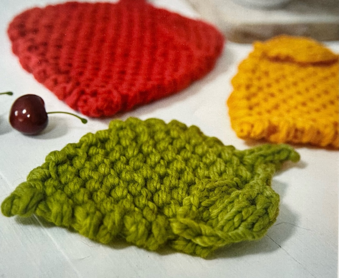 Knitted Leaf Trivets Knitting PDF Coaster Pattern Instant Etsy