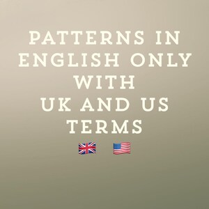 May include: Text that reads "Patterns in English only with UK and US terms". The text is white and the background is a light beige. The UK and US flags are shown below the text.