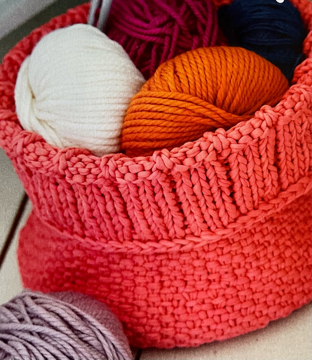 Easy Knitted Cuffed Basket Ideal Design for Cosy Yarn Storage for Your Home Décor Simple Beginner Knitting Tutorial Instant Digital Download