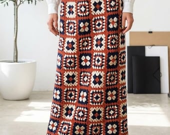 Crochet Granny Square Pattern Create a Long Skirt Retro 70s Fashion Crocheting Tutorial Easy Design Instant Digital Download