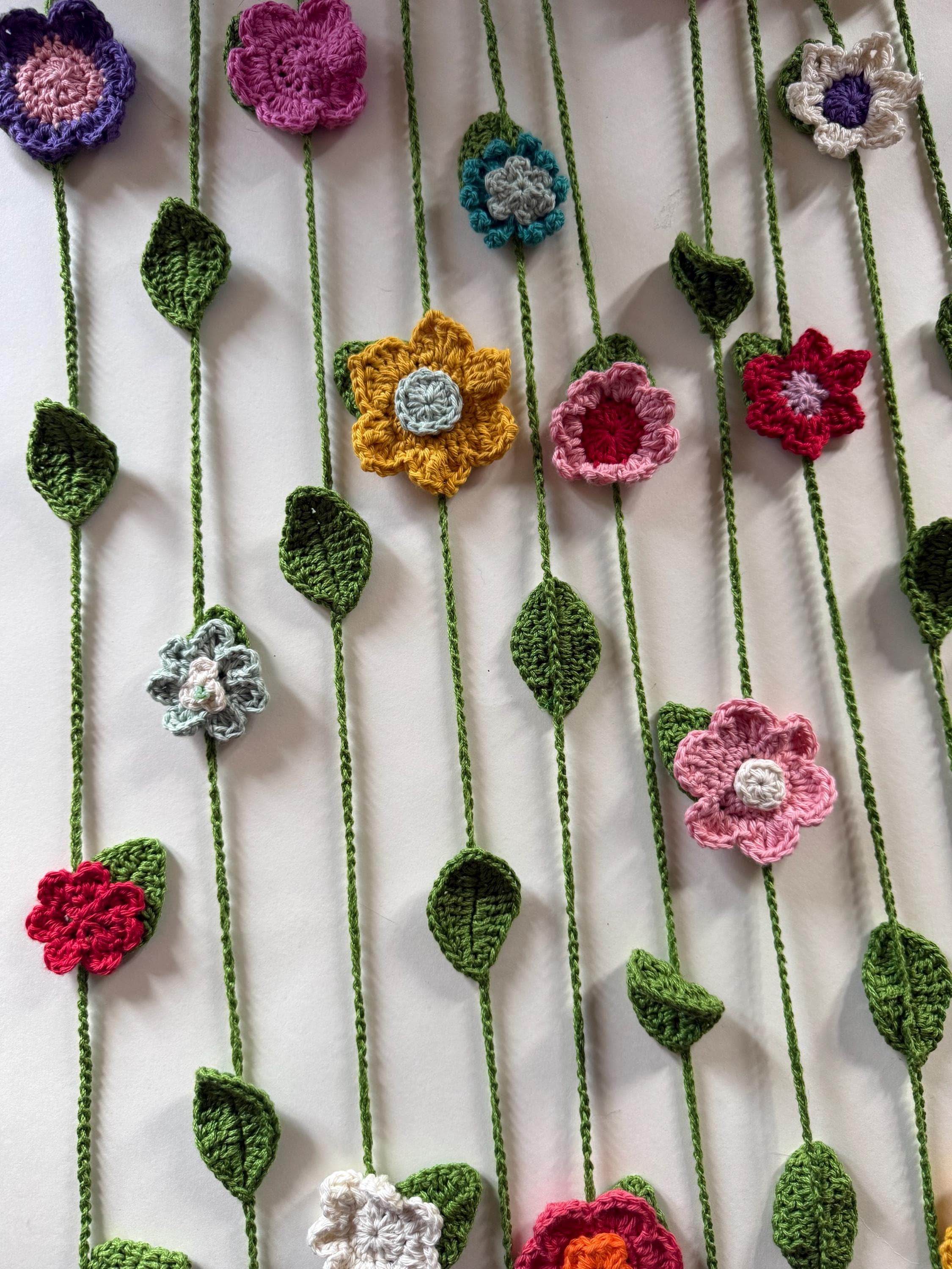 Crochet Floral Curtain Pattern Hanging Flower Garland Window and Wall
