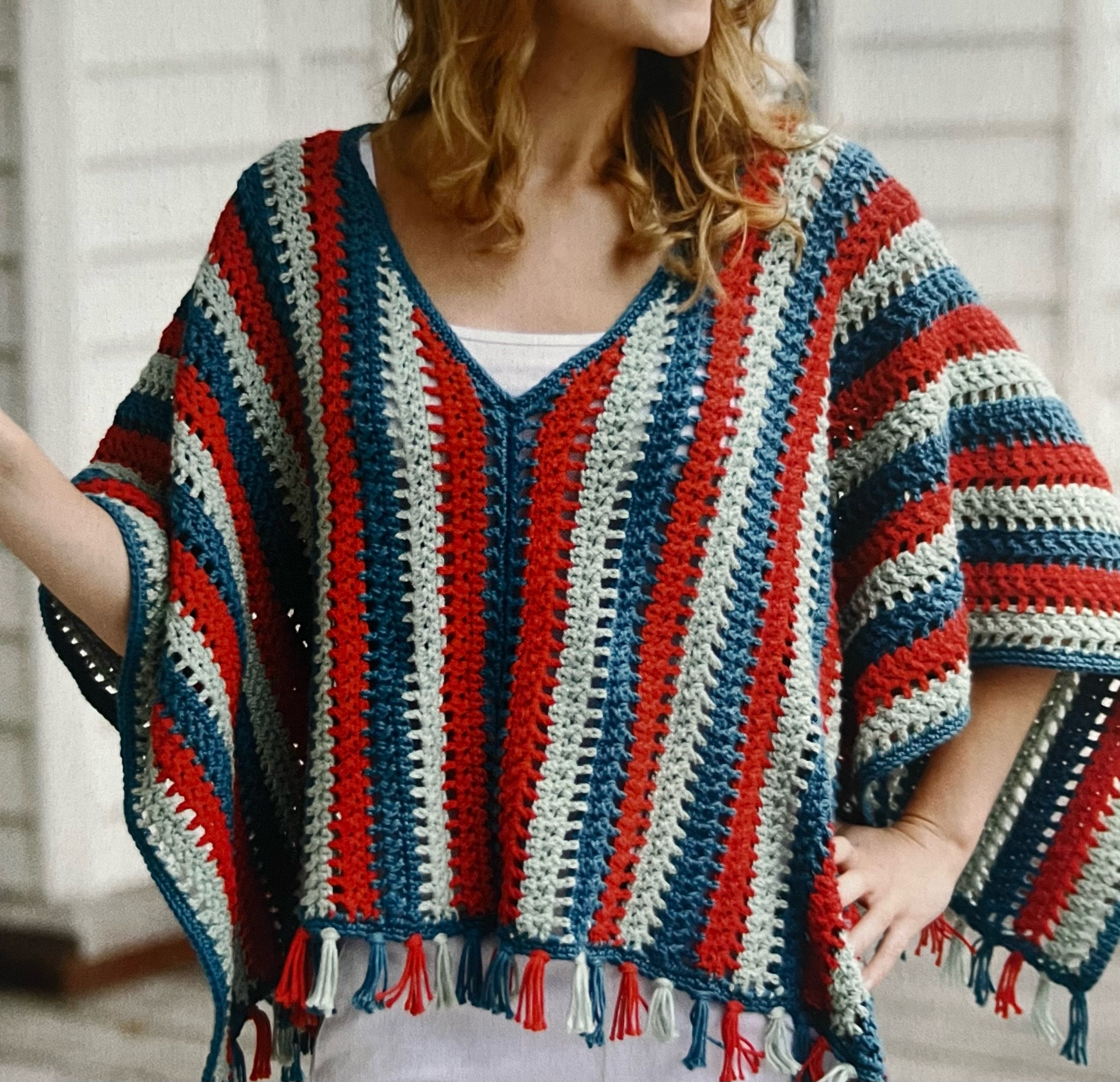 Beautiful Summer Crochet Poncho Pattern an Easy Striped Design Simple