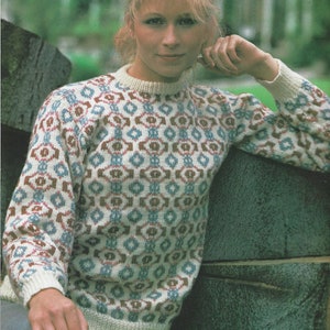 1980er Jahre Klassische Strickmode Vintage Strickmuster Geometrisches Design Pullover Strickmuster