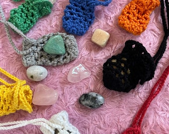 Crochet Crystal Pouch Necklace Pattern Versatile Gemstone Holder Pendant Stylish and Easy Crocheting Tutorial Perfect for Crystals Download