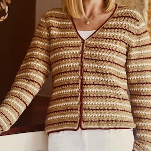 Crochet V Neck Cardigan Pattern häkeln dünne Streifen mit diesem einfach zu befolgen Design Gemütliche Häkelanleitung Sofortiger digitaler Download