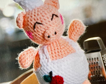 Crochet Chef Pig Amigurumi Crochet Toy Pattern Instant Download